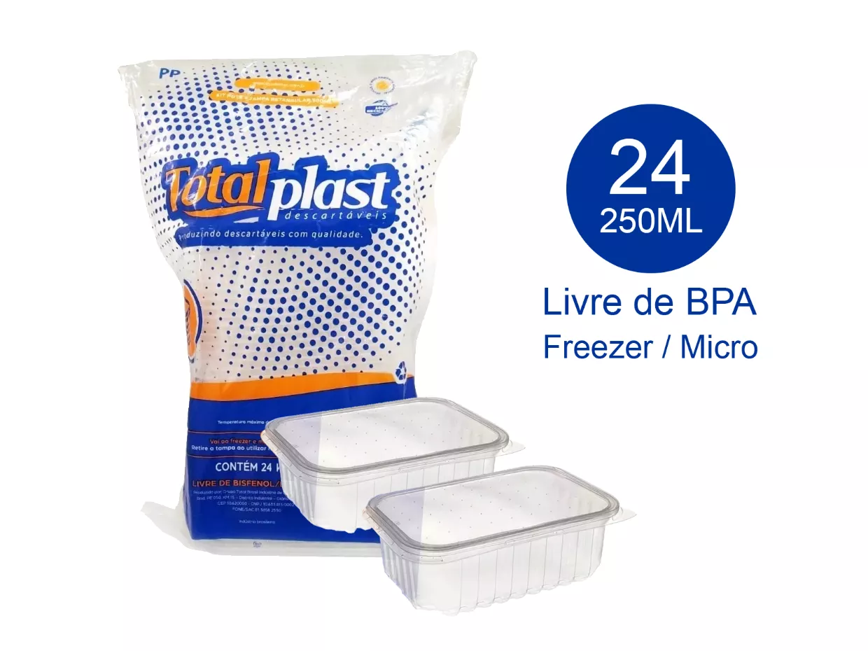 Pote Retangular 250ml Frezeer Micro Totalplast