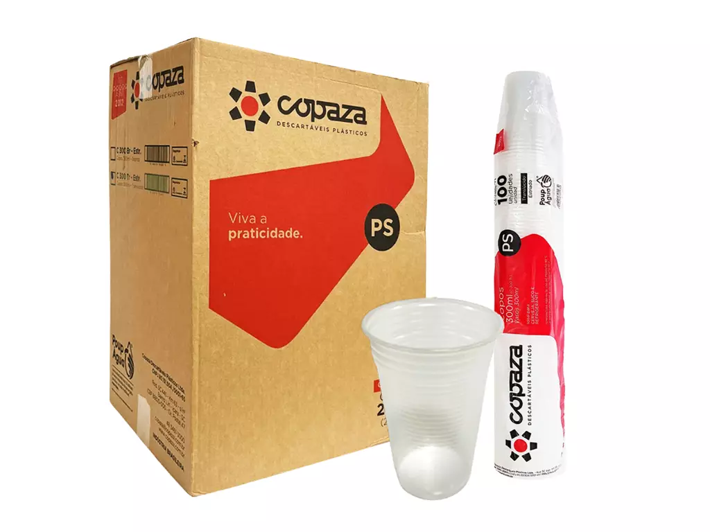 Caixa de Copo Descartável 300ml Translúcido Copaza