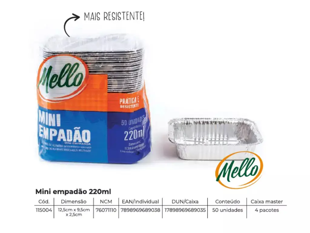 Forminha Descartável Aluminio Mini Empadão 220ML