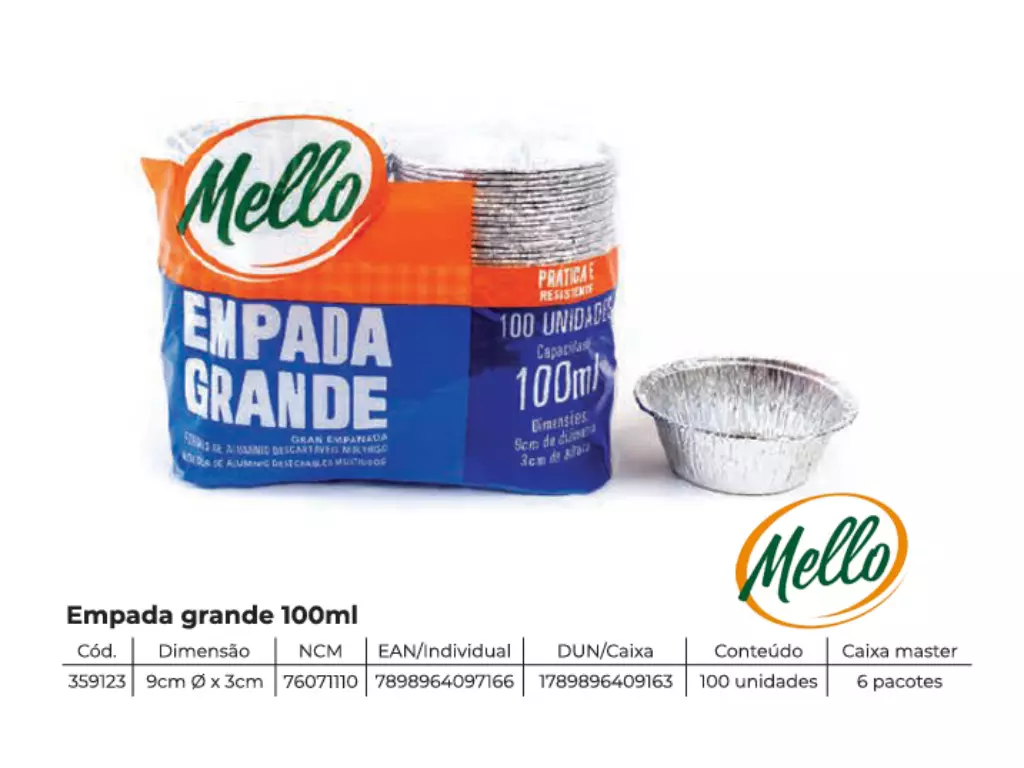 Forminha Descartável Aluminio Empada Grande 100ML