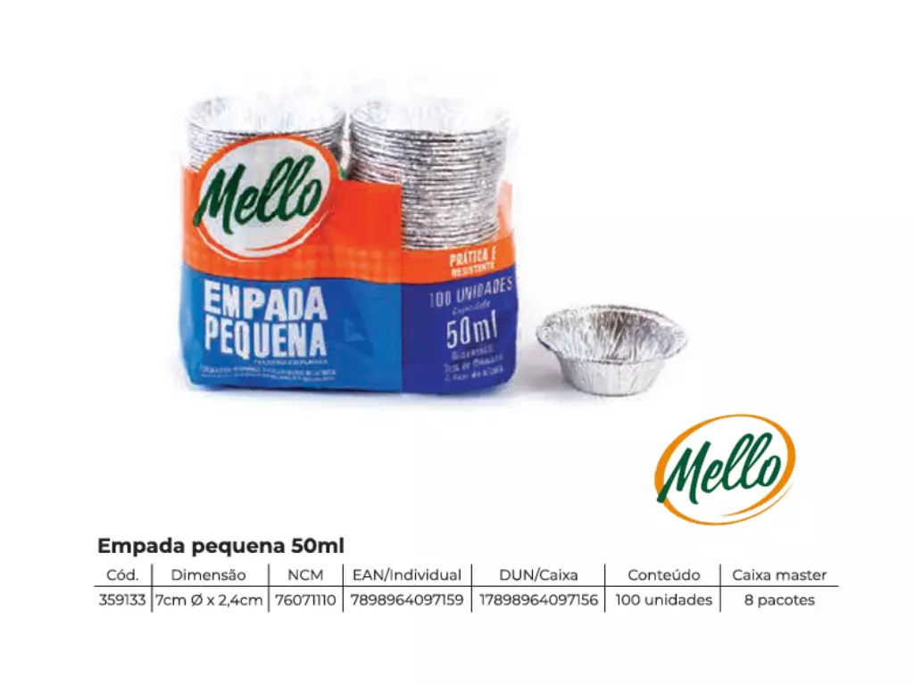 Forminha Descartável Aluminio Empada Pequena 50ML