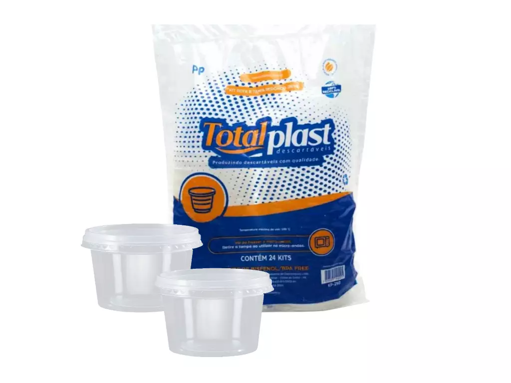 Kit Pote Redondo 250ML Totalplast c/24