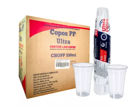 Caixa de Copo PP 330ml Liso TR Ultra