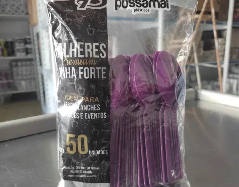 Colher LinhaForte Roxa pct. 50un
