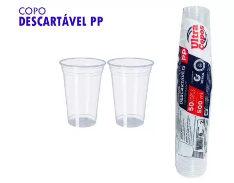 Copo 500ml Transparente Liso PP Ultra Copos