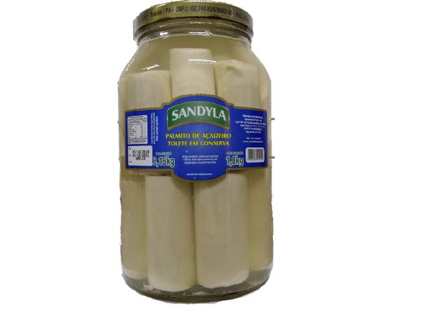 Palmito Açaí Sandyla Vidro 1.8KG Tolete Inteiro Palmito Açaí Sandyla Vidro 1.8KG Tolete Inteiro