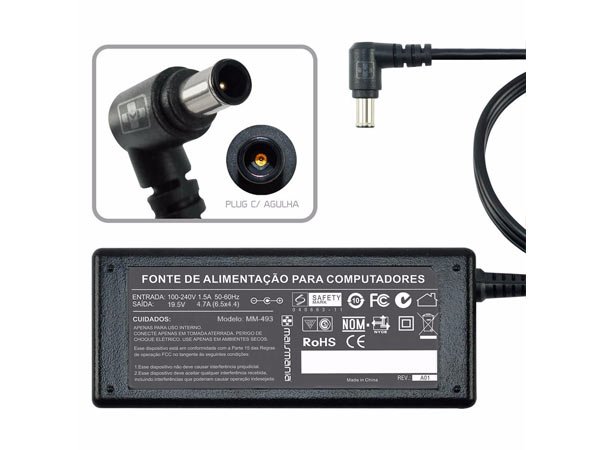 FONTE P/ NOTEBOOK 19.5V 4.7A 6.5X4.4 MM493
